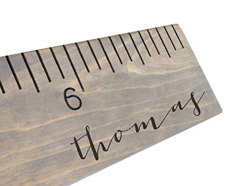 Custom Engraved Calligraphy Growth Chart, Personalized Wooden Ruler, Measuring Height Stick, Routed