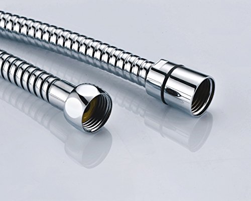 Shower Head Hose Replacemend 59 Inches Long Made of Stainless Steel, Universal Handheld Shower Hose with Brass Fittings, Chrome Finish by Purelux - Thumbnail 2
