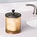 InterDesign Alston Bathroom Vanity Jar – Storage Canister for Cotton Balls, Swabs, Cosmetic Pads, Amber/Bronze