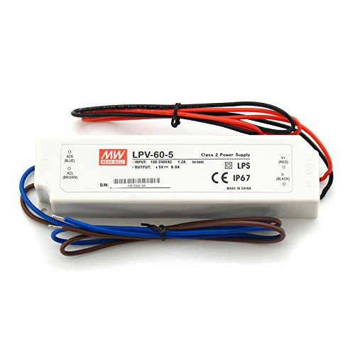 MW Mean Well LPV-60-5 LED Driver 40W 5V IP67 Power Supply Waterproof