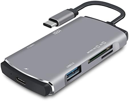 USB C Hub, WolinTek USB C Adapter 3.1 with Type C Charging Port, HDMI Port 4K, SD + TF Card Reader, 2 USB 3.0 Data Transfer Ports for Apple MacBook 12", MacBook Pro 2016/2017, iMac 2017 - Space Gray