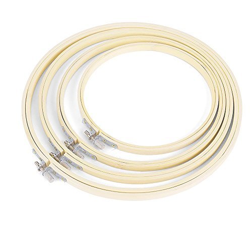 Caydo 4 Pieces Embroidery Hoop Set Bamboo Circle Cross Stitch Hoop Ring