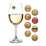 Emoji Wine Charms Magnetic Glass Markers Set of 8 Funny Identifiers for Your Party by Simply Charmed