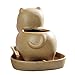 GeLive Ceramic Hippo Succulent Pot Indoor Planter Cactus Plant Pot Windowbox Decor with Drainage Hole Saucer (Brown)