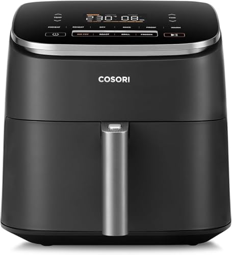COSORI Turbo Blaze Luftfritteuse 6 Liter, Air Fryer mit DC-Motor-Technologie, 9 Funktionen & 5 Geschwindigkeiten des automatischen Lüfters, 110 Rezept