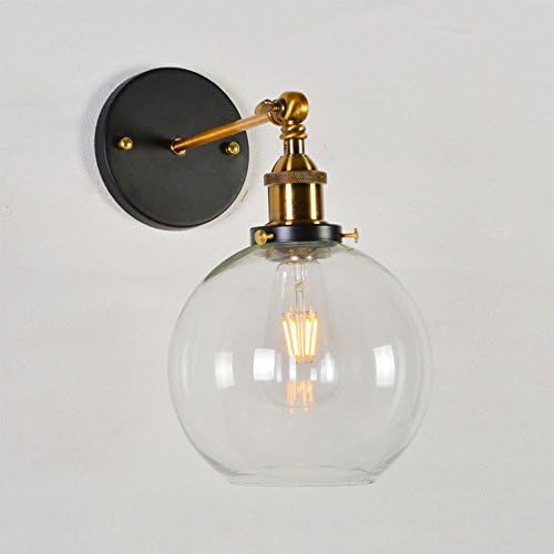 Lantu Modern Vintage Simplicity Creative Clear Glass Lampshade Edison Vintage Ceiling Light Glass Wall Sconce Wall Ligate your space,decorate your life (Black)