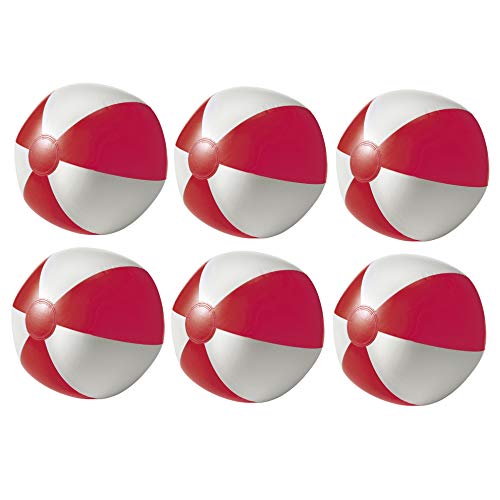 noTrash2003 Set of 6 Inflatable Beach Balls Beach Balls Beachball Holiday Beach Beach Pool (Rot)
