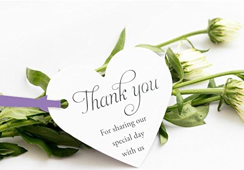 50pcs"Thank you for sharing our special day" Heart Shape Favours Gift Luggage Tags With Lavender Ribbon. Perfect for Wedding, Birthday, Party, Baby Shower and Gifts. โ HL