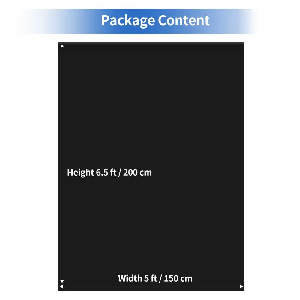 HEMMOTOP Black Backdrop Curtain, 5x6.5 ft Photo Backdrop for Photoshoot, Party, Video Recording, Drop Cloths Polyester Fabric, Background for Photography, Birthday (Backdrop Only)