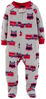 Child of Mine Infant Toddler Fire Truck Blanket Sleeper (Gray Fire Trucks, 2T)