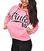 Womens Chic Drawstring Long Sleeve Hooded Sweatshirt Pink Small / US0-2