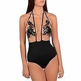 Fanala Women Backless Sheer Mesh Crochet One-Piece Swimwear