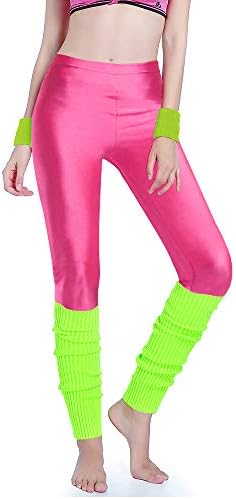 Kimberly's Knit Women 80s Party Neon Capri Running Workout Leggings Leg Warmers