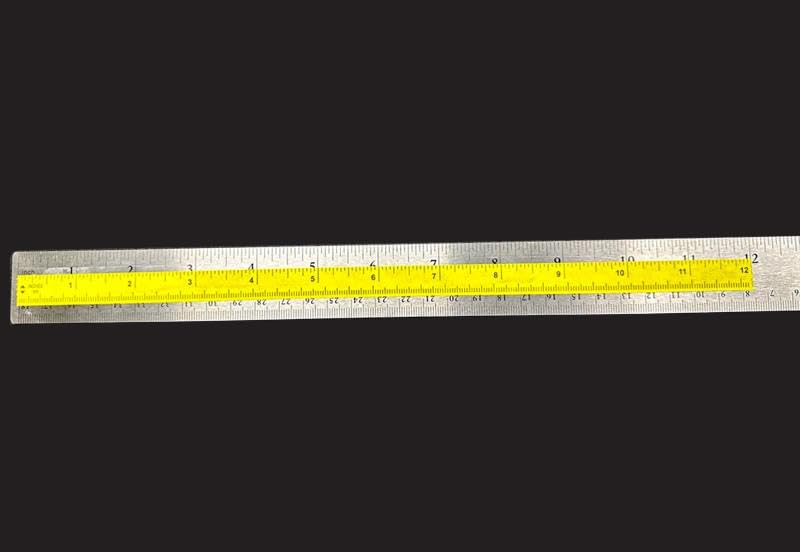 iCraft PeelnStick Removable Adhesive Ruler Tape, 12 inch Repeating Imperial (inch) + Metric (cm) Measurements, Yellow, Easy Tear Perforations Every 12in, roll is 1/2 in x 10 yds