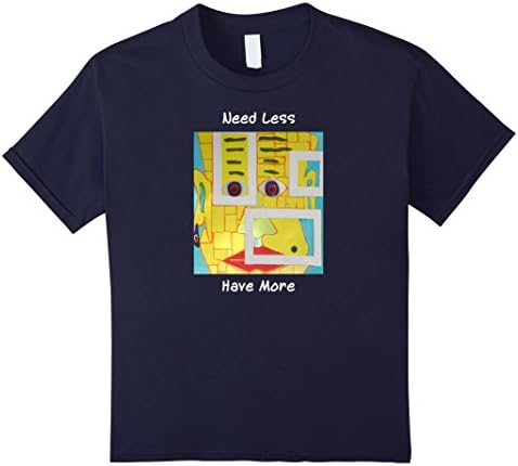 Kids Minimalist "Need less have more" Native Tribal Face T-shirt 12 Navy