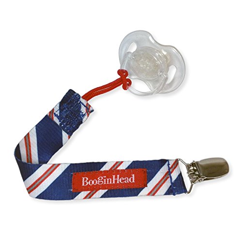 BooginHead Baby Newborn PaciGrip Pacifier Clip, Holder, Toy, Teether, Soothie, Universal Loop Boy, Blue Tie, Red White and Blue (Certified Refurbished)