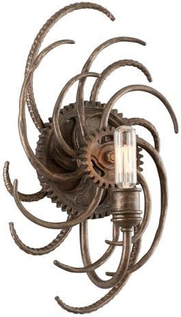 Wall Sconces 1 Light With Reolution Bronze Finish Hand-Forged Iron Material Candelabra 8 inch Wide 60 Watts