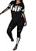 Daomumen Womens Tracksuit Sets V Neck 2 Piece Short Sleeve Letter Print Jogger Plus Size Summer Sweatpants