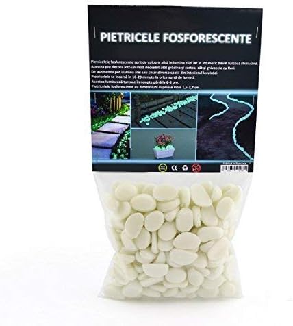 Glow decorative pebbles for your Fantastic Garden or Yard Glow in the Dark glowing Stones for Walkway light up ornaments (White Glows Green)