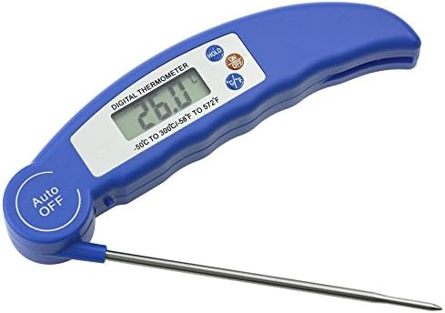 LOLLDEAL Digital Cooking Thermometer Electronic Instant Read Thermometer Foldable Long Probe Digital Electronic Instant Read Auto-shut off for BBQ,Milk,and Bath Water(blue)