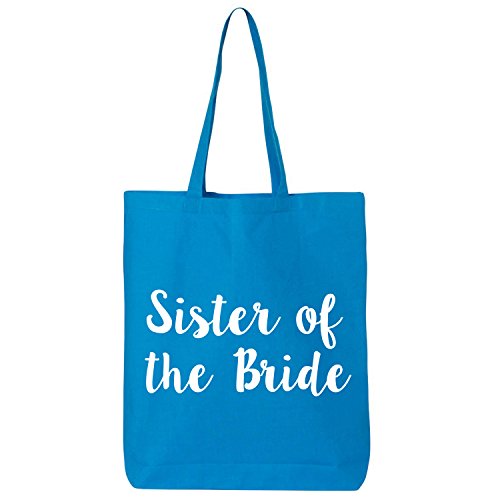 Sister of the Bride Cotton Canvas Tote Bag in Sapphire - One Size