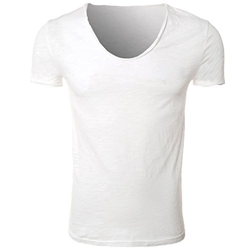 Zbrandy men s deep cut scoop neck t shirts color white …