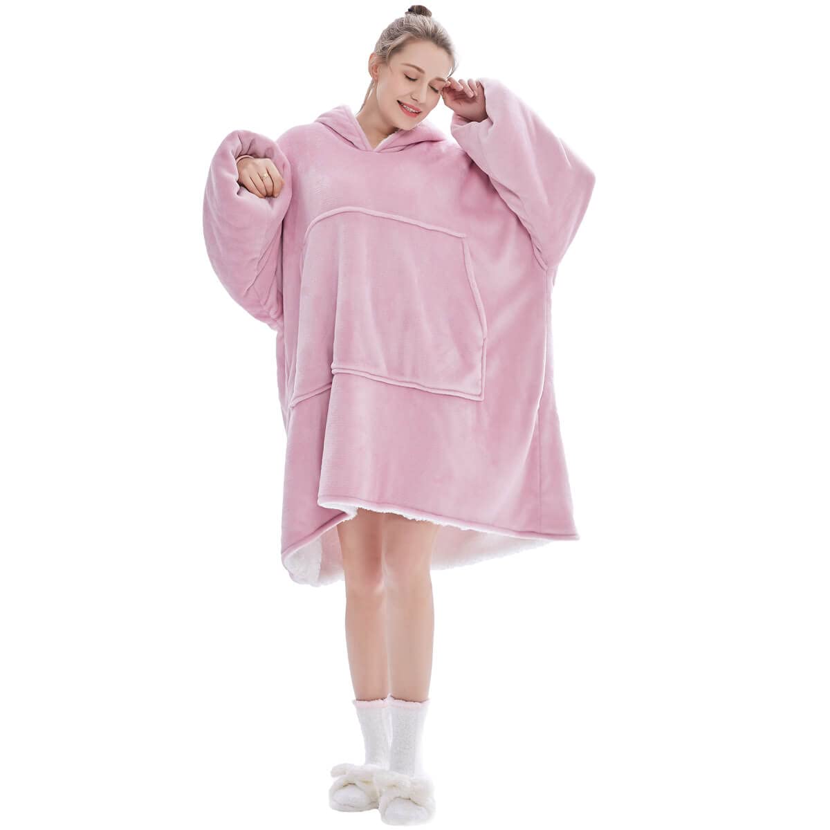 Oversized Hoodie Blanket Sweatshirt,The Original Sherpa Giant Pullover with Large Front Pocket, Soft Cozy Warm Comfortable Novelty Hoodies,1 Size Fits All, TV-Blanket for Men Women Teenagers Kids
