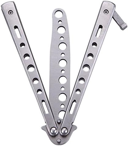 DOLPHIN Metal Practice Butterfly Trainer Training Flail Fold Knife Dull Tool Kit (SILVER)