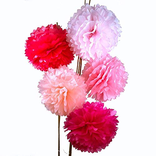 Luna Bazaar Tissue Paper Pom Poms (15Inch, Multicolor Pinks, Set of 5
