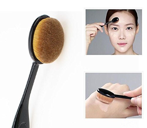 eNilecor Flat Contour Makeup Brush,Oval Makeup Brush Cosmetic Foundation Cream Powder Blusher Toothbrush Curve Foundation Brush & Glove MakeUp Washing Cleaning Brush Scrubber Board (3PCS)