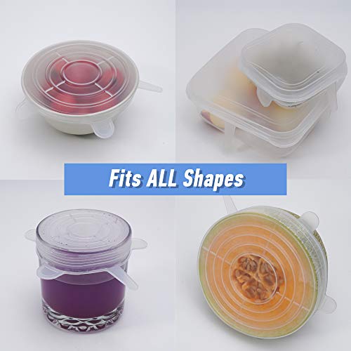 Silicone Stretch Lids 12-Pack, Food Grade Reusable Food and Bowl Covers, No More Plastic Wraps