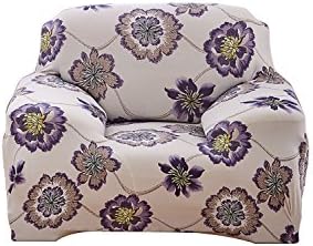 Elvoes Floral Printed Sofa Cover Anti-Slip Elastic Slipcover Stretch Polyester Fabric Soft Furniture Protector Couch Cover (One seater(35''-55''), Puple Flower)