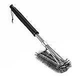 [Upgraded Version] Homitt BBQ Grill Brush Sturdy Stainless Steel Barbecue Brush Cleaner, 18 inch Long Enough to clean Charcoal, Weber, Porcelain and Infrared Grill - Handy Storage Bag Included
