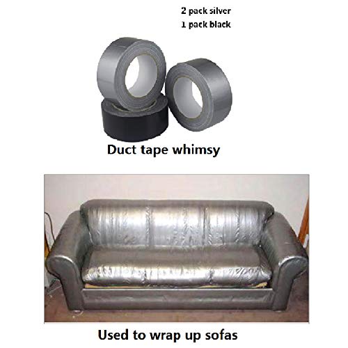 3 Pack Heavy Duty Duct Tape 1.88" x 35Y x 7.5mil Thick Multi Pack Assorted Colors 2 Silver Duct Roll 1 Black Idea Packaging Wrapping Sealing Bundling Binding General Maintenance