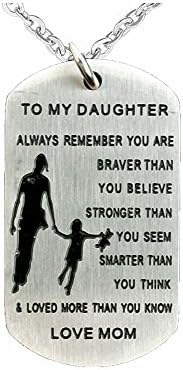 Micaa Always Remember to My Son Dog Tag from Dad Mens Boys Inspirational Necklace (Mom to Daughter)