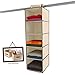 Ziz Home Hanging Closet Organizer | 5 Shelf Beige | Closet Hanging Organizer | Closet Organizer Hanging Shelves | Sweater Hanging Organizer | Hanging Clothes Storage Box Hanging Shelf Closet Organizer (1)