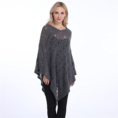 Leoparts Women Soft Knitted Pullover V Neck Batwing Poncho Cape Spring Sweater Cloak Shawl