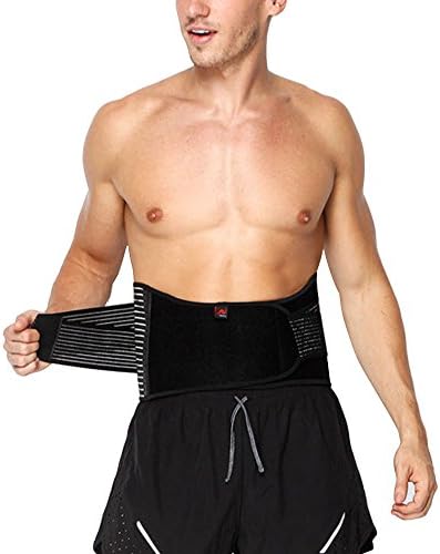 Premium Waist Trimmer Belt Slim Body Sweat Wrap for Stomach and Back Lumbar Support Men Black