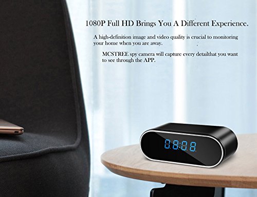 Funtoy WiFi Hidden Clock Camera, Full HD 1080P WiFi Nanny Spy Camera 12 Hour System Alarm Clock with Night Vision/Motion Detection/Loop Recording Support IOS/Android/PC Real-time Video Home Security
