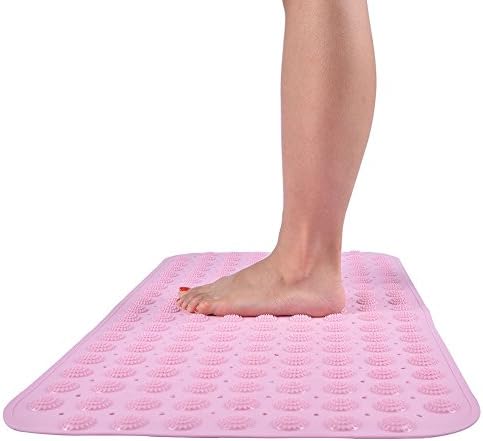 JMM Non-Slip Bath Mat | Odor Free, TPR Rubber Shower Mats with Massage Ball for Shower or Bathtub,38 x 76 CM (Pink)
