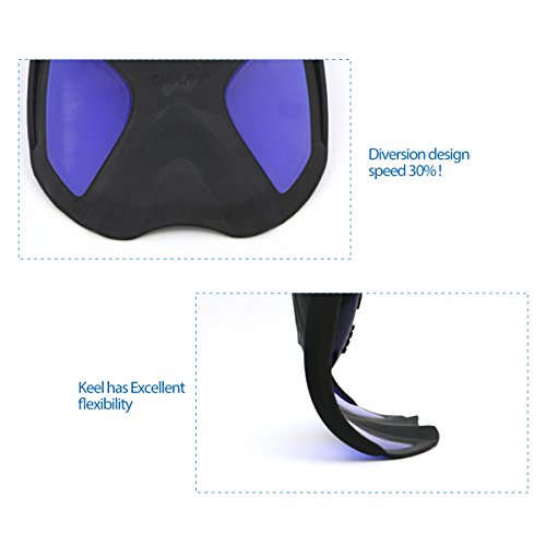 Speefish Short Blade Swim Fins for Swimming Snorkeling Diving Training (Blue, L (US 9-10)) - Thumbnail 4