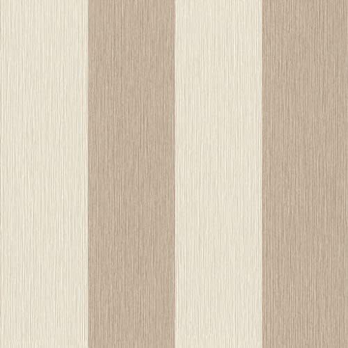 Rasch Carta da parati 844016 – Carta da parati in tessuto non tessuto con strisce in beige e bianco crema della collezione Perfecto VI – 10,05 m x 0,53 m (lunghezza x larghezza)