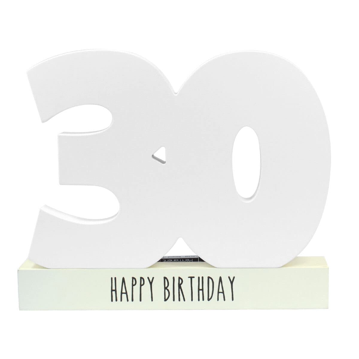 Celebrate In Style Signature Plaque 30, Birthday Wrapped Numbers to Sign, Personalised Gift, MDF, Natural Wood