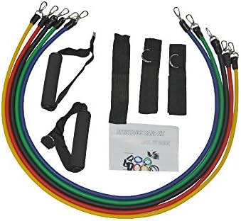 Resistance Bands Set with Door Anchor, Ankle Strap, Exercise Chart and Carrying Case by Manoks