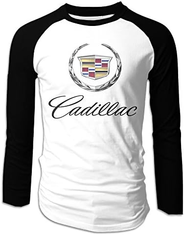 Creamfly Mens Cadillac Logo Long Sleeve Raglan Baseball Tshirt