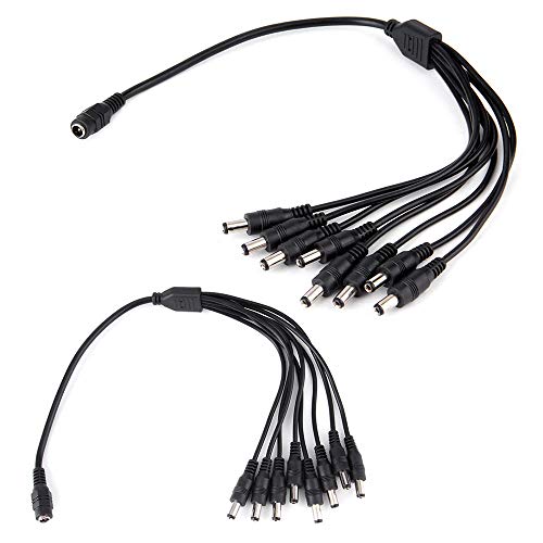 2 Stück DC 1 Buchse auf 8 Stecker Ausgang Power Splitter Kabel Y Adapter für Überwachungskameras und LED-Lichtstreifen