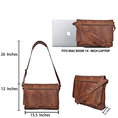 dhk 18 inch vintage handmade leather messenger bolsa laptop briefcase computer satchel bolsa