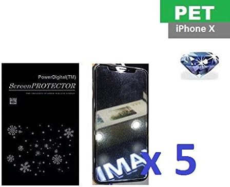 PowerDigital(TM) Diamond Sparkling Glitter Screen Protector for iPhone Xs/X (iPhone 10) 2017 with Lint Cleaning Cloth (Retail Packaging, PET Material) - 5 Pack