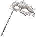 Coxeer Masquerade Mask on Stick Halloween Mask Metal Laser Cut Venetian Mask