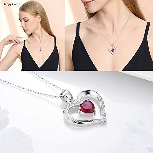 Happy Camp Forever Love Heart Women Necklace 925 Sterling Silver Birthstone Pendant Necklaces for Women with 925 Sterling Silver Chain and 5A Cubic Zirconia Jewelry for Women 18\'\' (Sliver-01-Jan.)